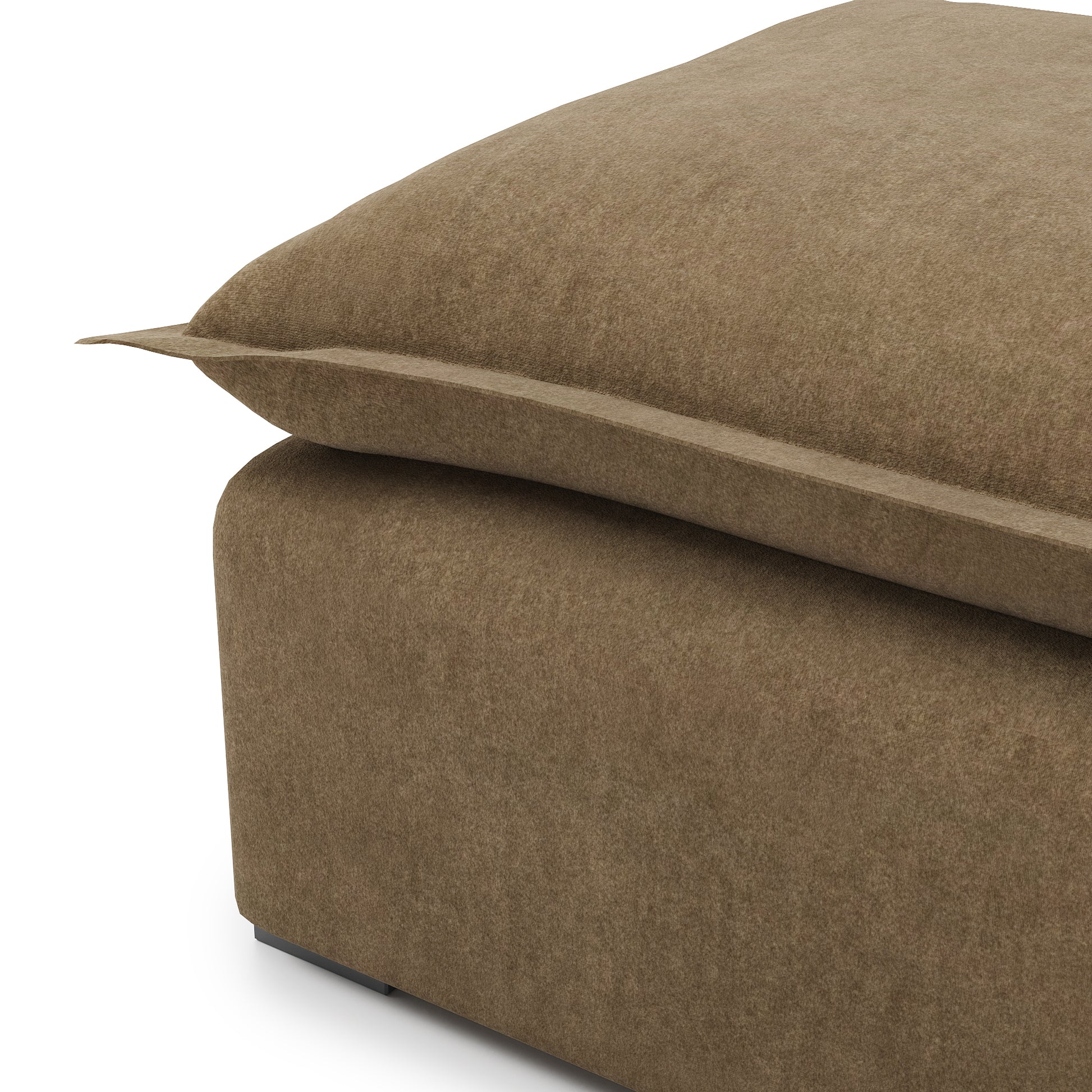 Sunday Ottoman in camel velvet close up