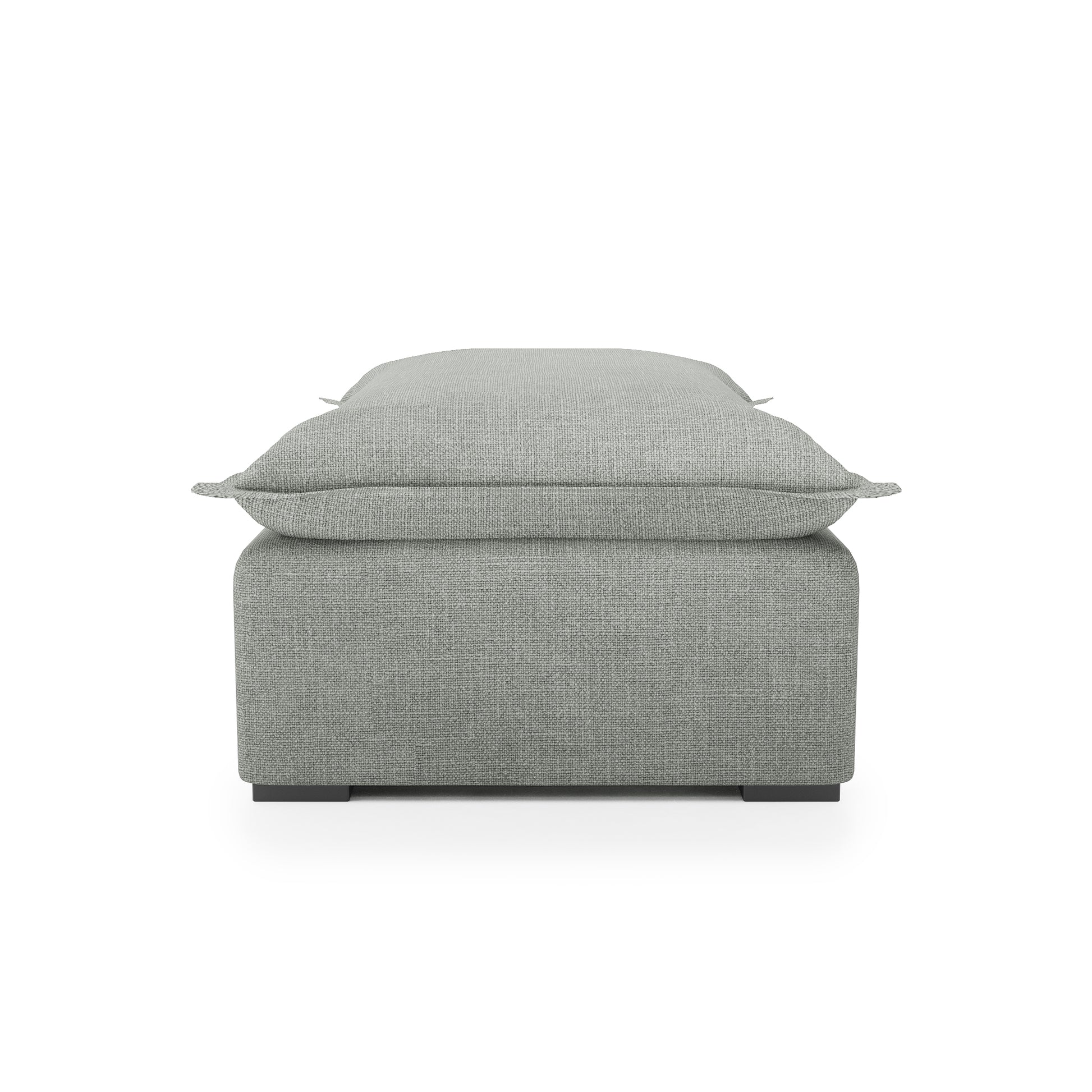 Sunday Ottoman in dove grey linen side view