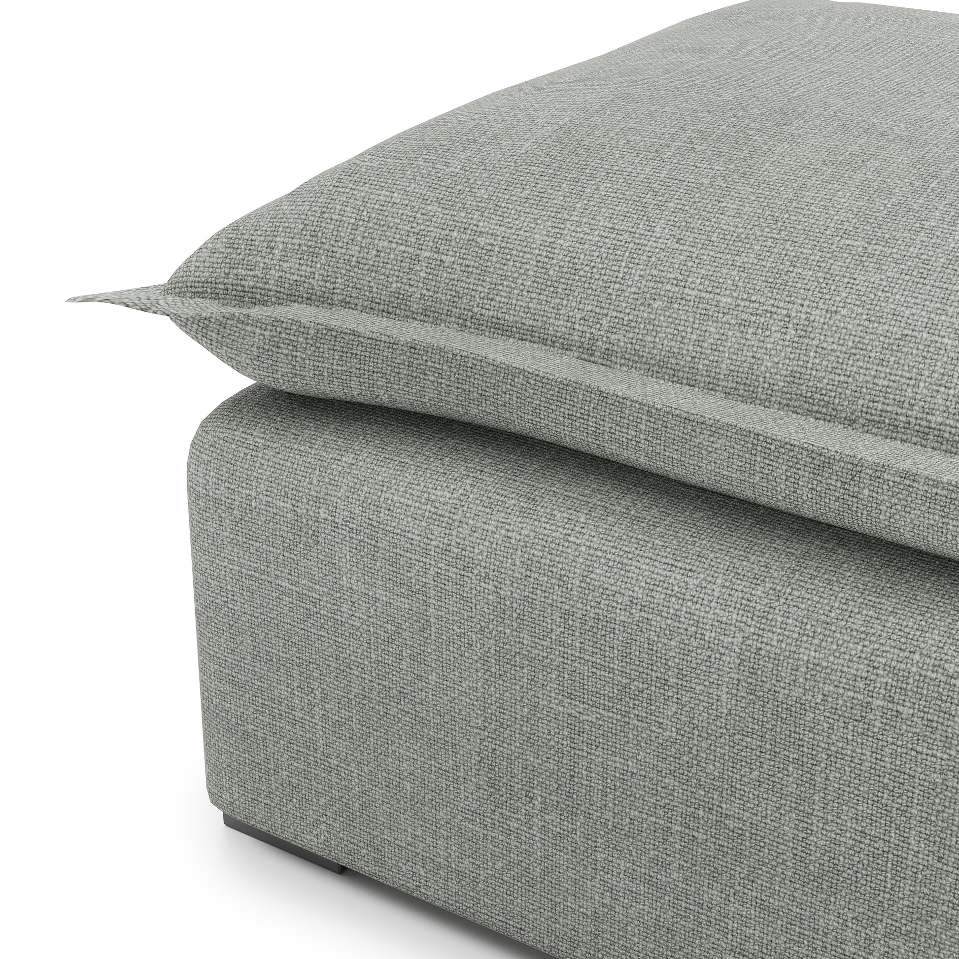 Sunday Ottoman in dove grey linen close up