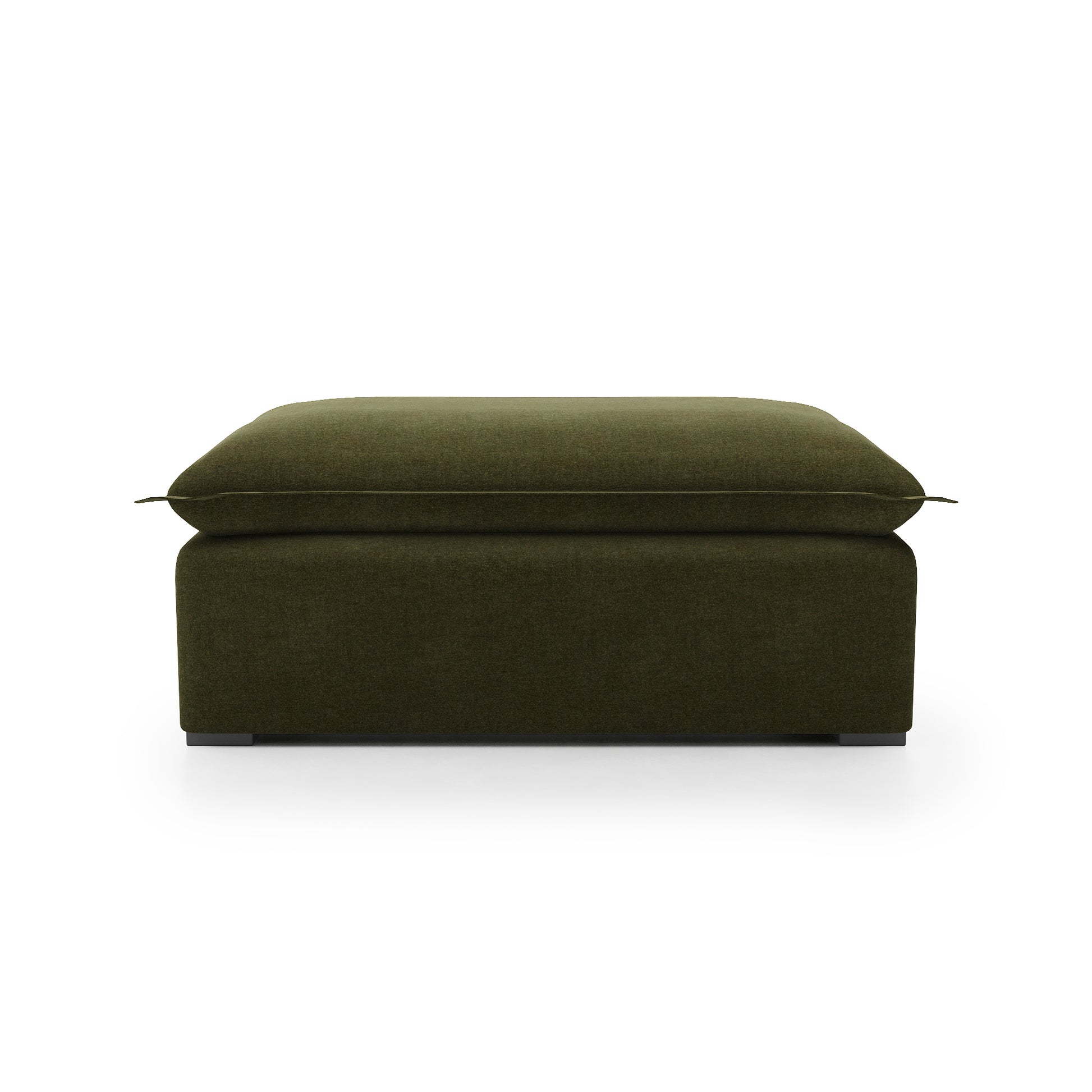 Sunday Ottoman in forest velvet front view
