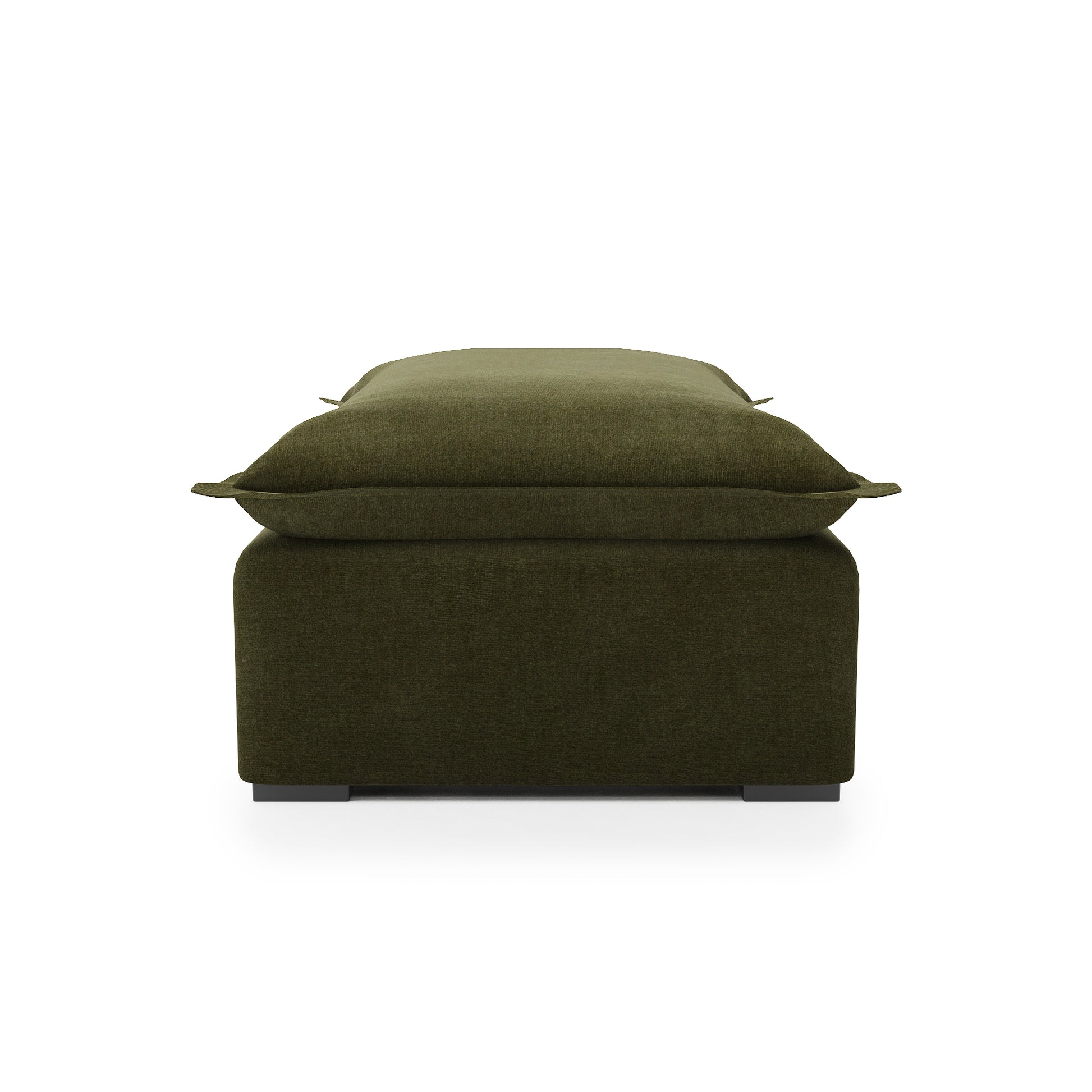 Sunday Ottoman in forest velvet side view