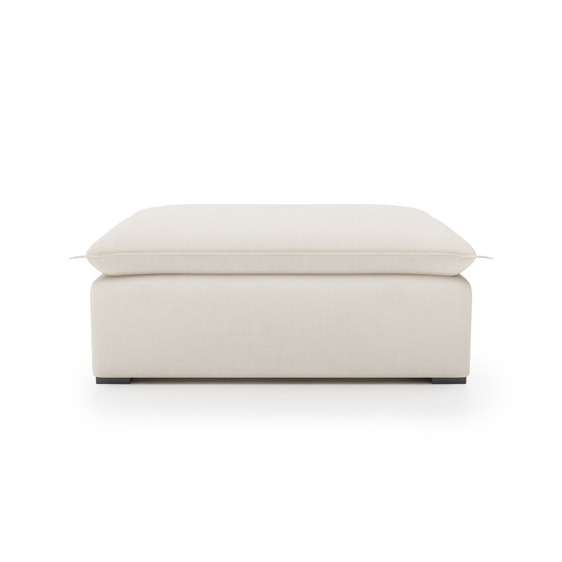 Sunday Ottoman in ivory linen front view
