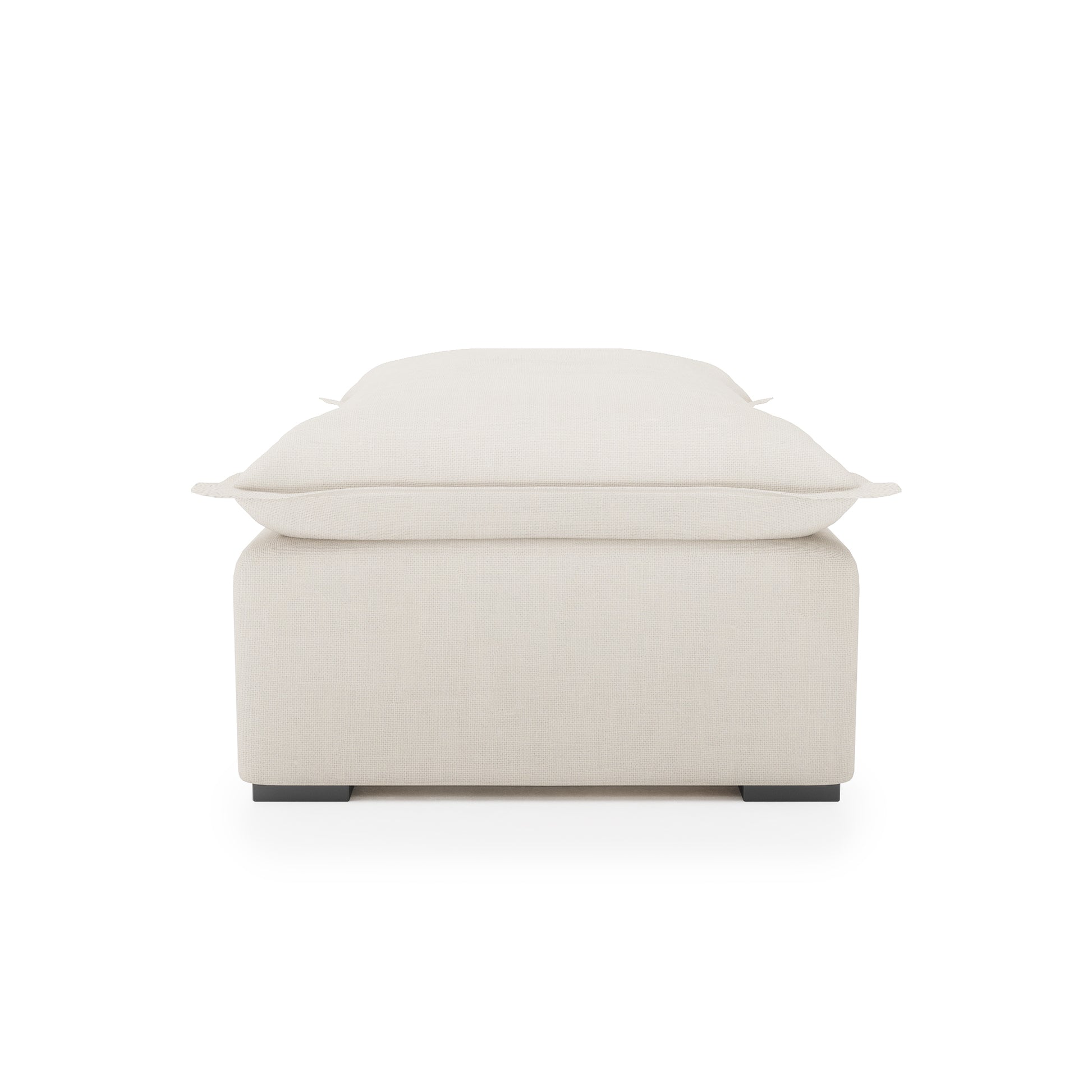 Sunday Ottoman in ivory linen side view