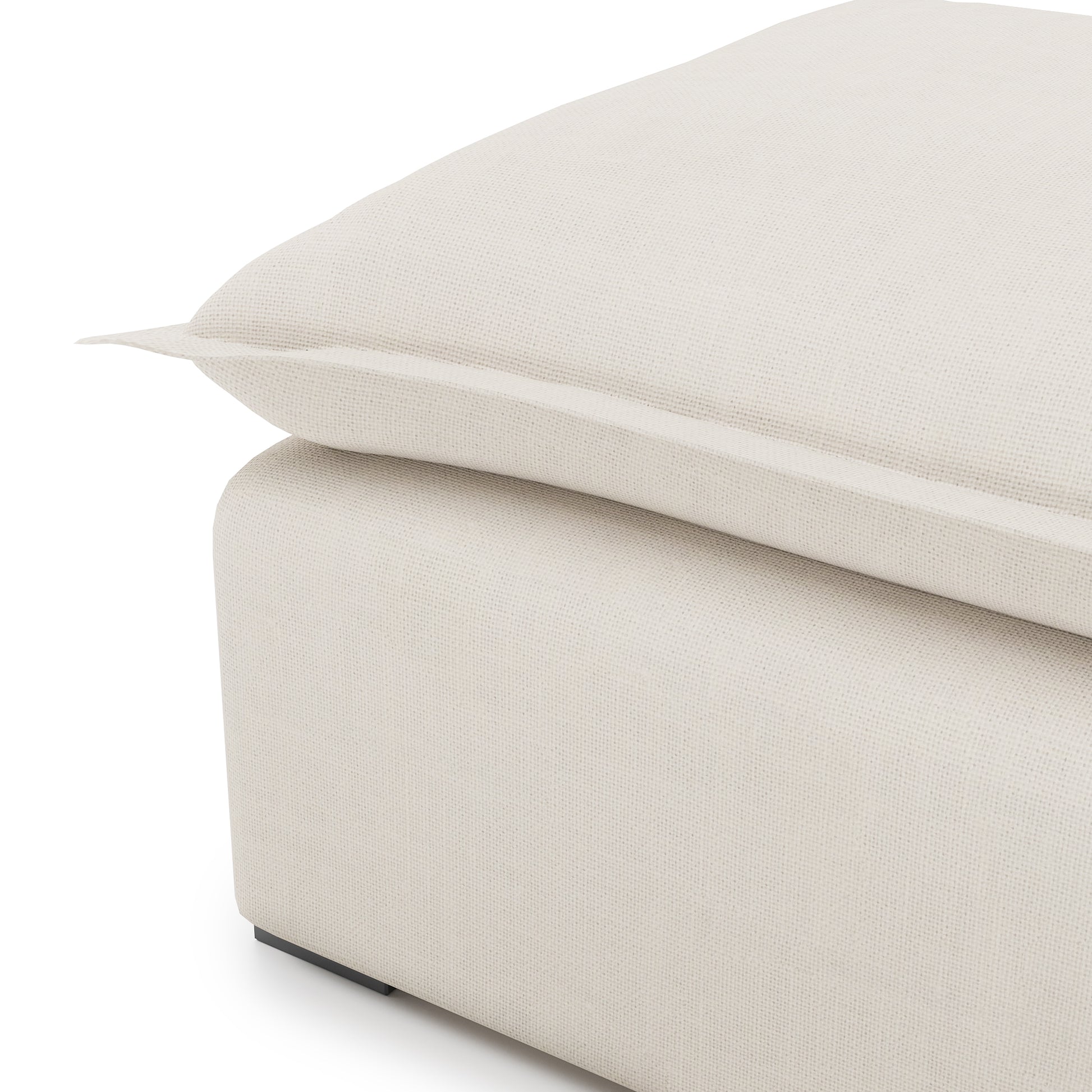 Sunday Ottoman in ivory linen close up