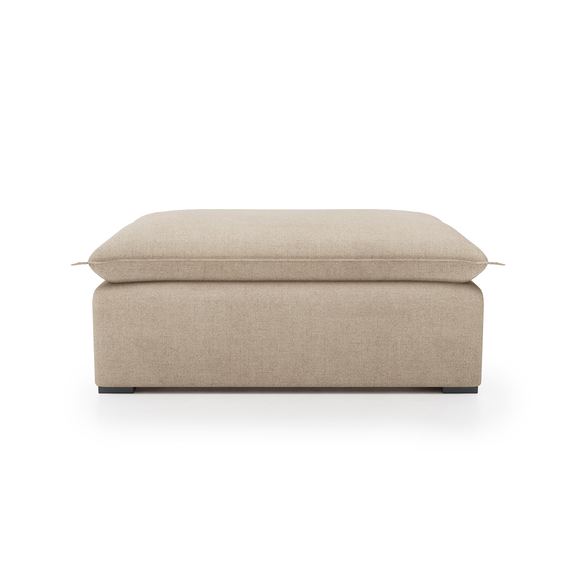 Sunday Ottoman in natural linen front view