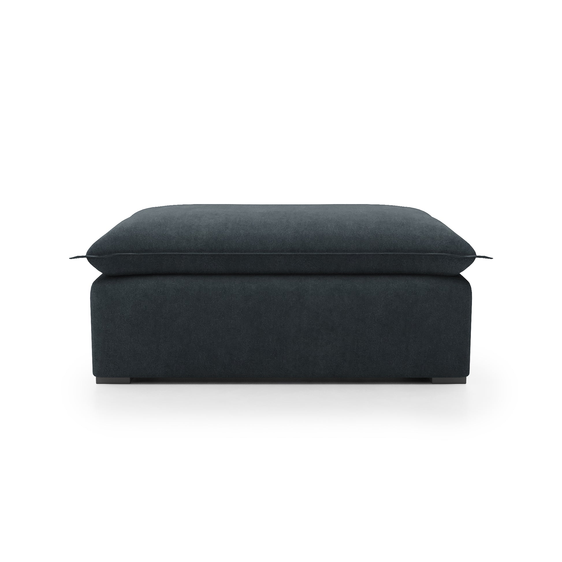 Sunday Ottoman in inkwell velvet front view