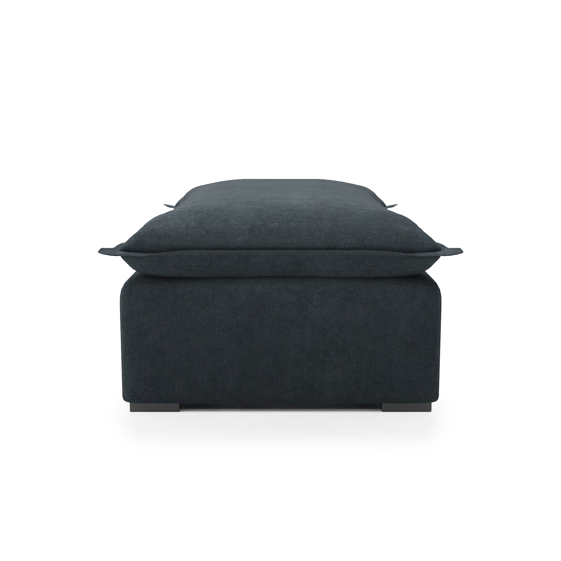 Sunday Ottoman in inkwell velvet side view