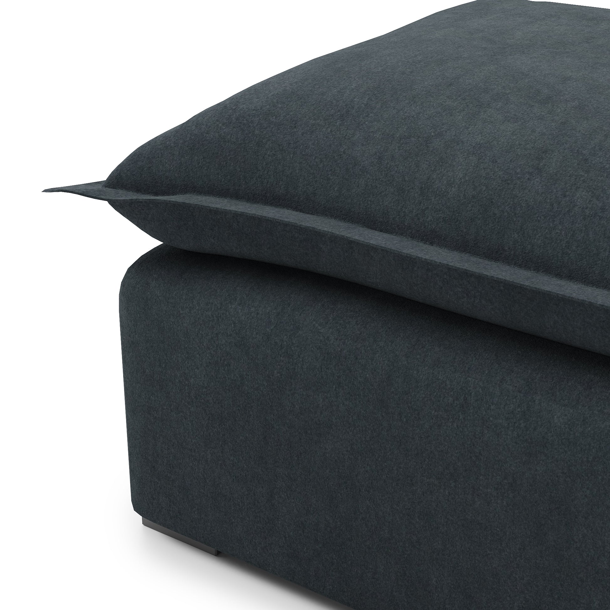 Sunday Ottoman in inkwell velvet close up