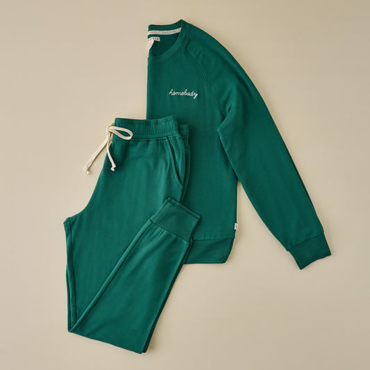 Homebody Posy Green Crewneck Loungewear Set