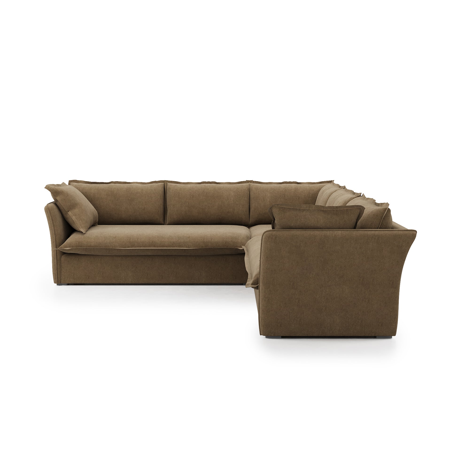 Sunday Sectional camel velvet side view