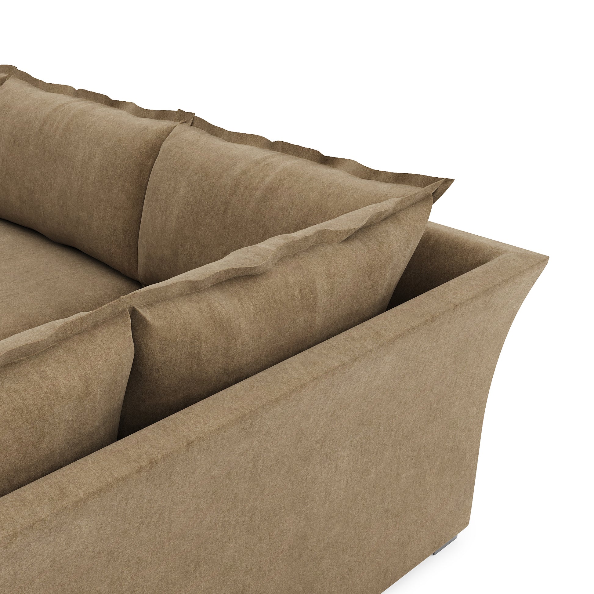 Sunday Sectional camel velvet close up