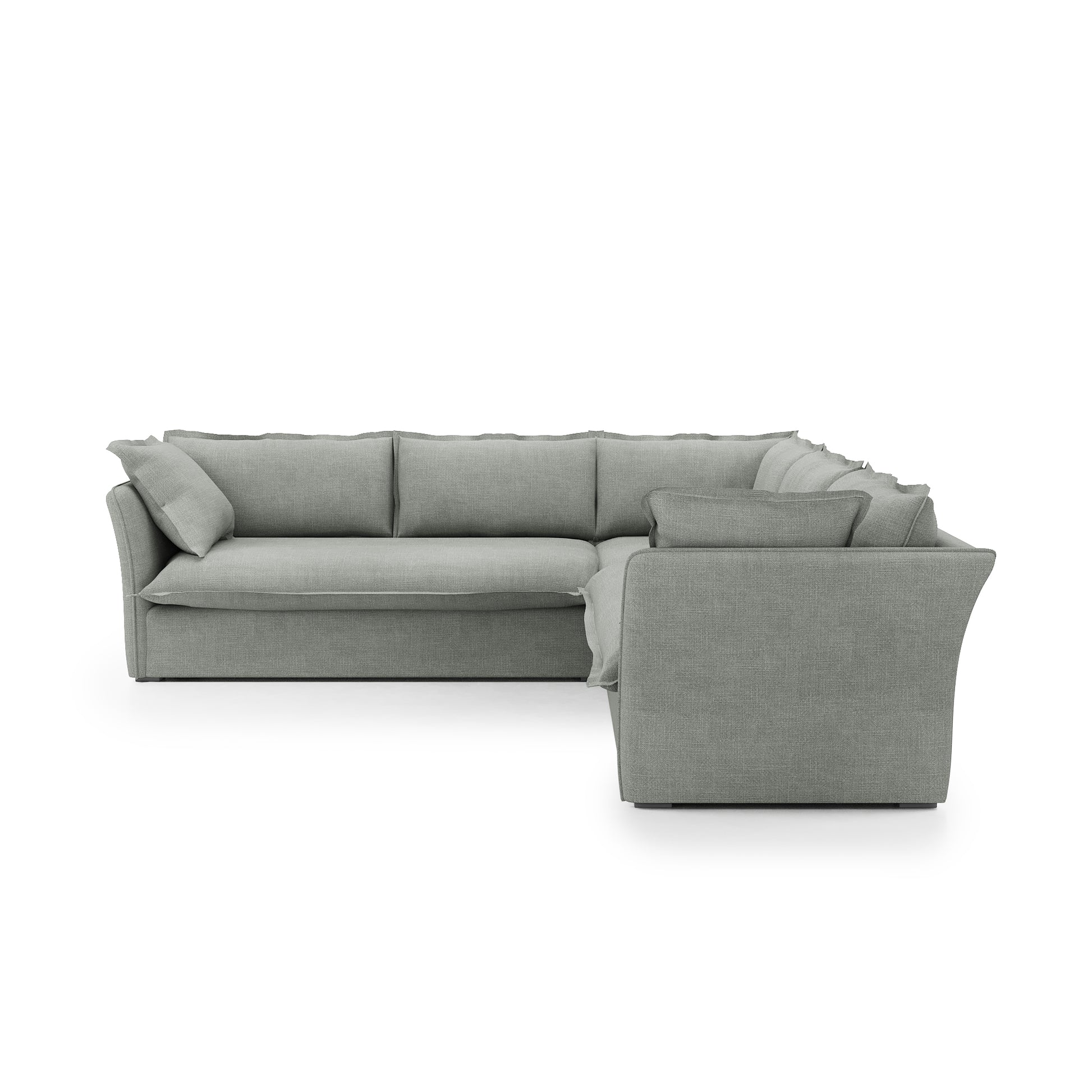 Sunday Sectional dove grey linen side view
