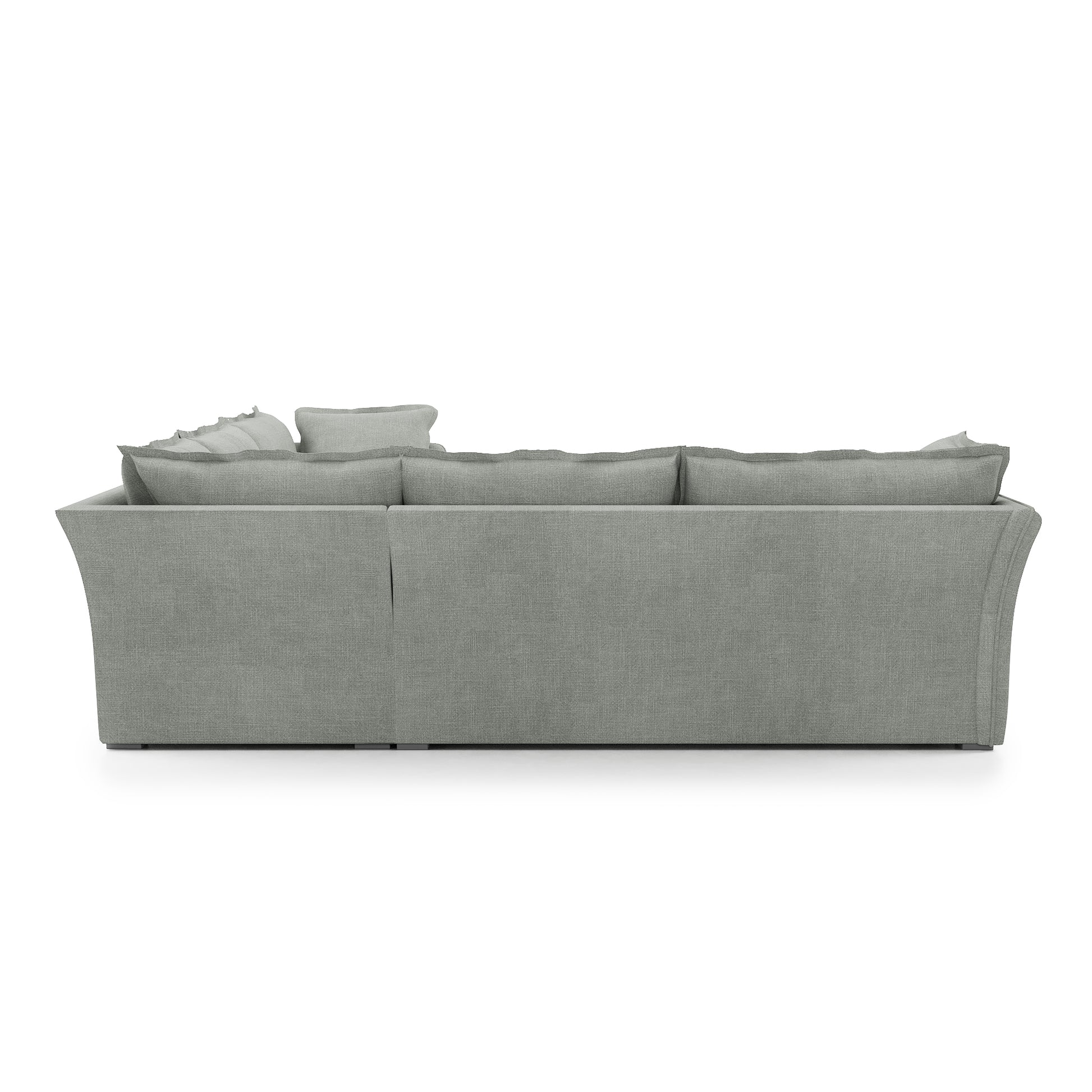Sunday Sectional dove grey linen back view
