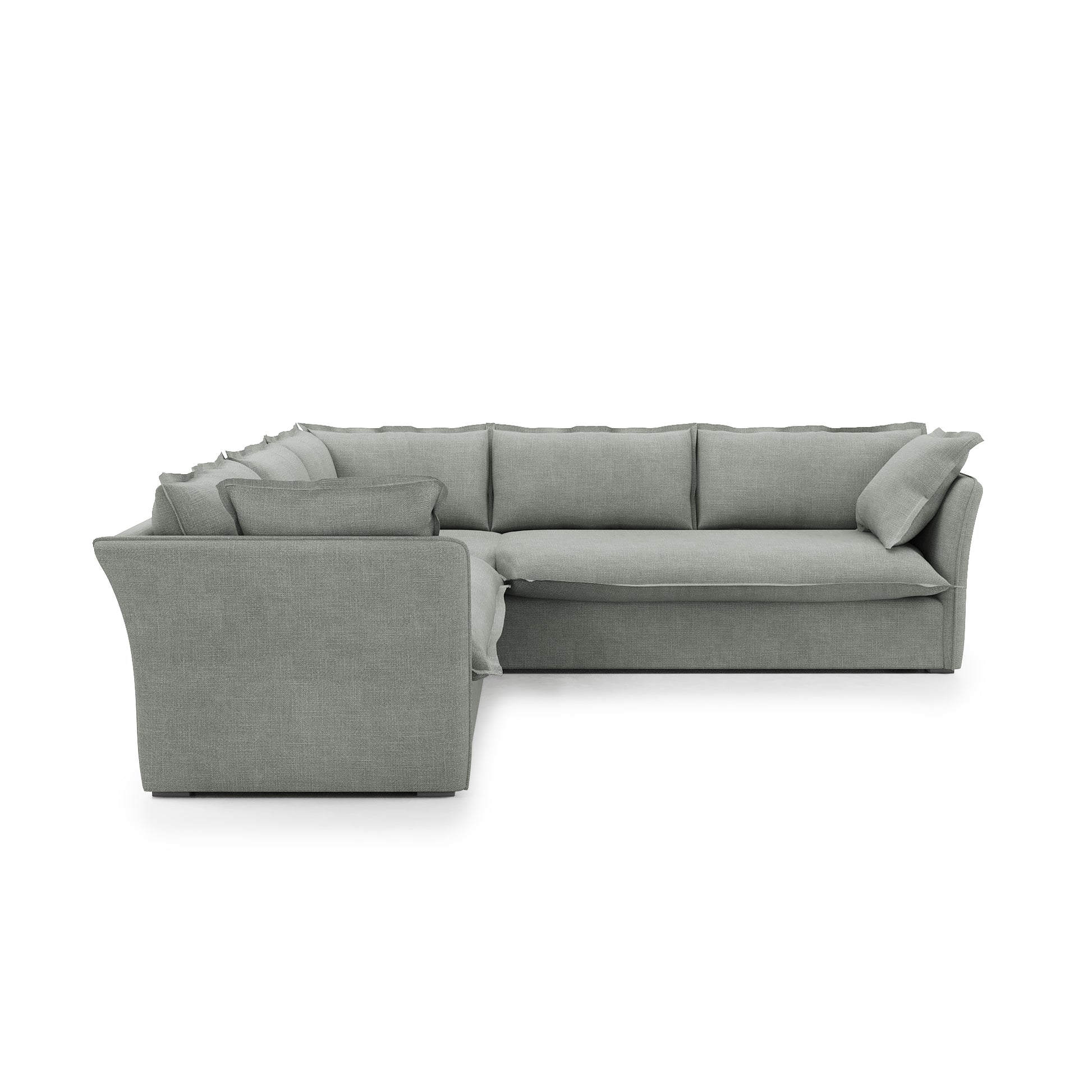 Sunday Sectional dove grey linen side view