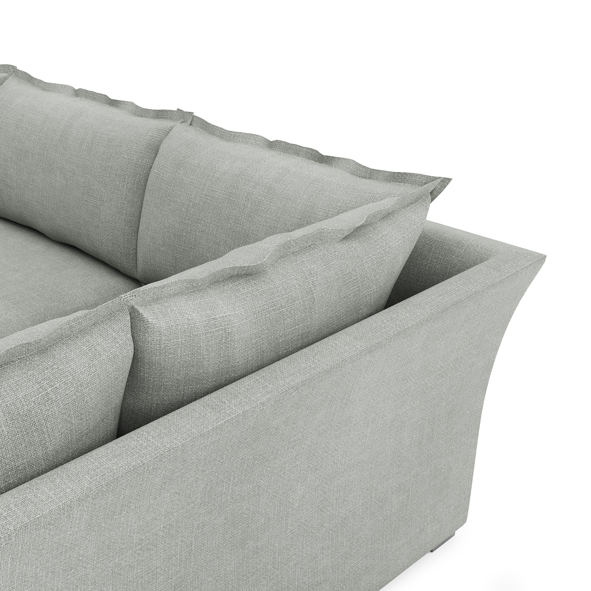 Sunday Sectional dove grey linen close up