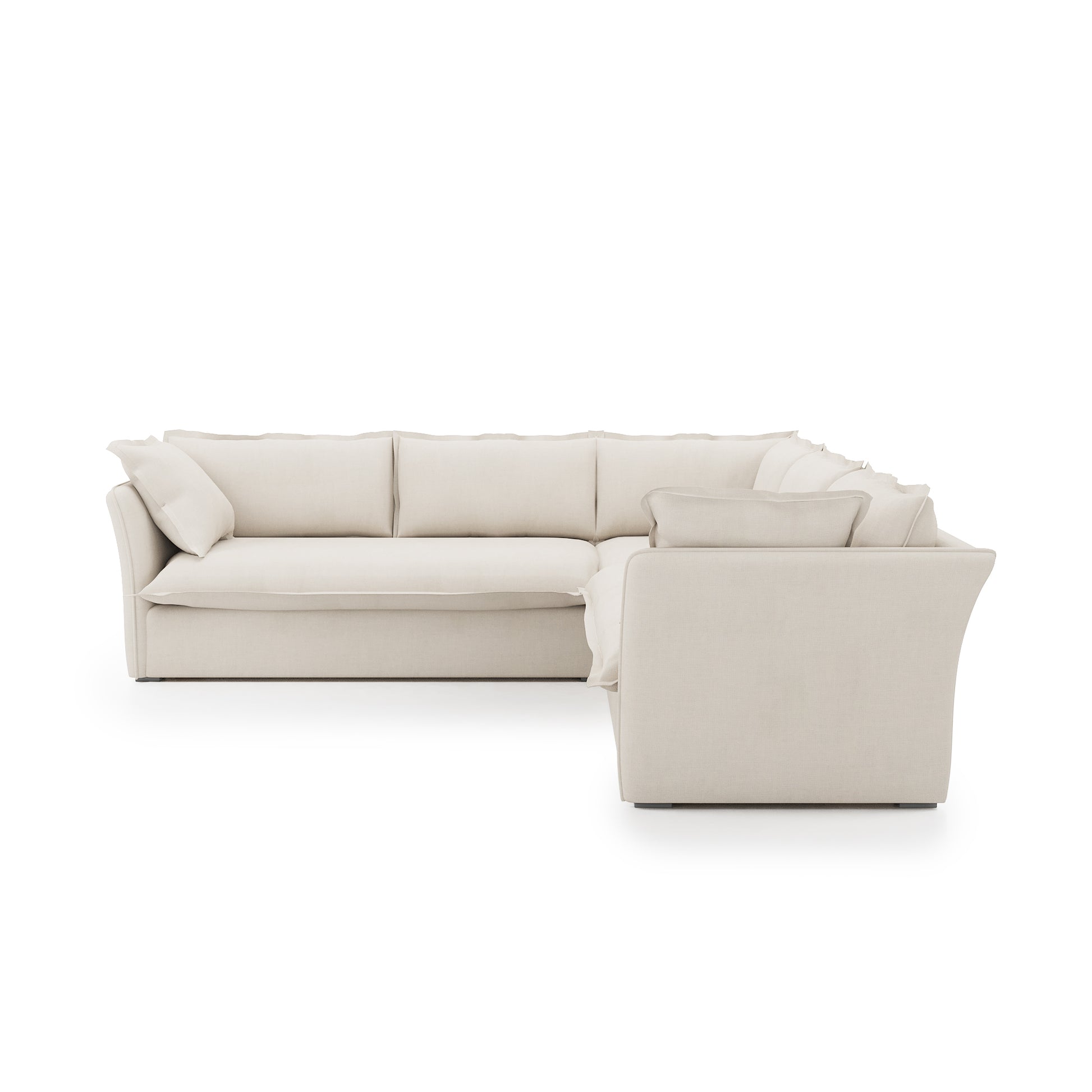 Sunday Sectional ivory linen side view