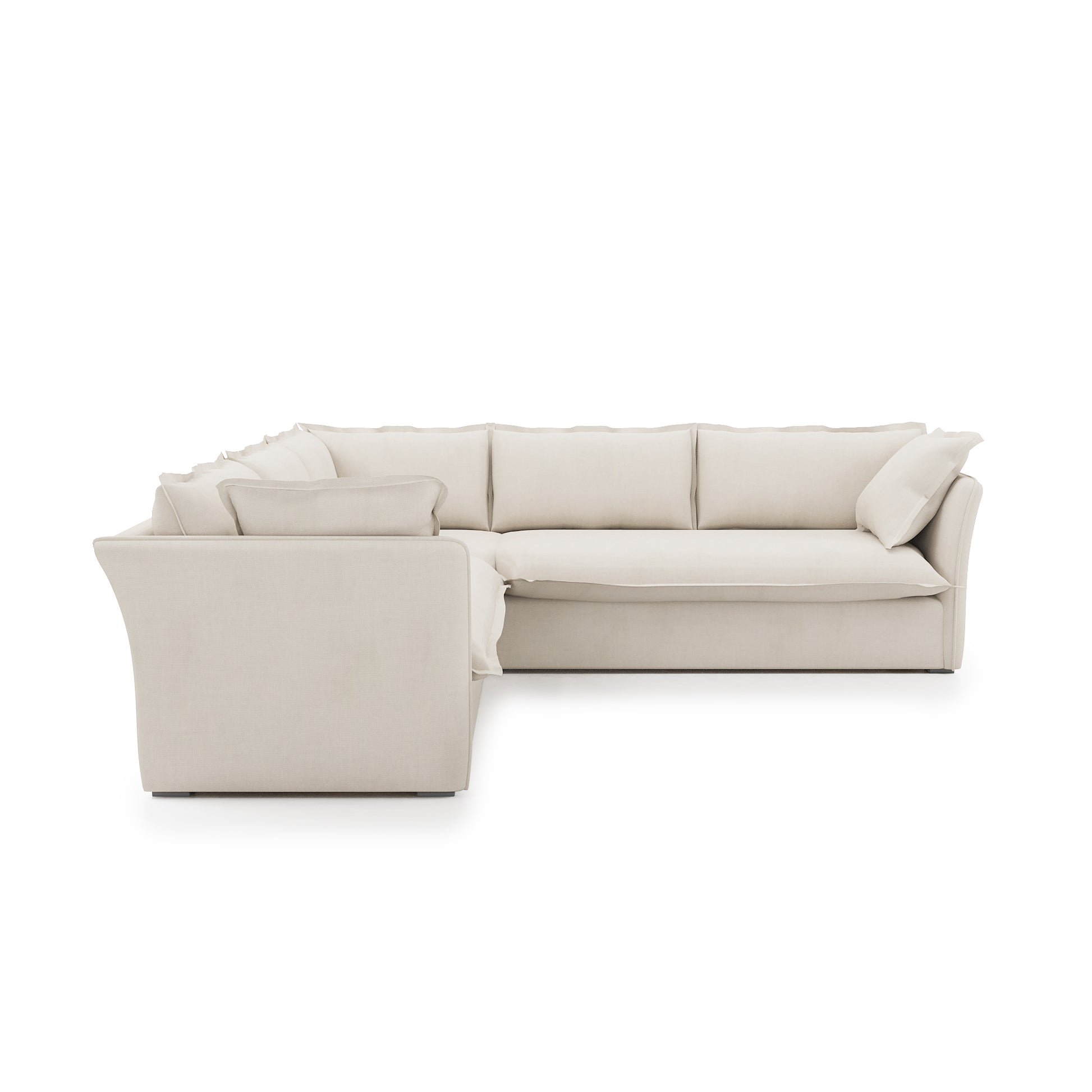 Sunday Sectional ivory linen side view