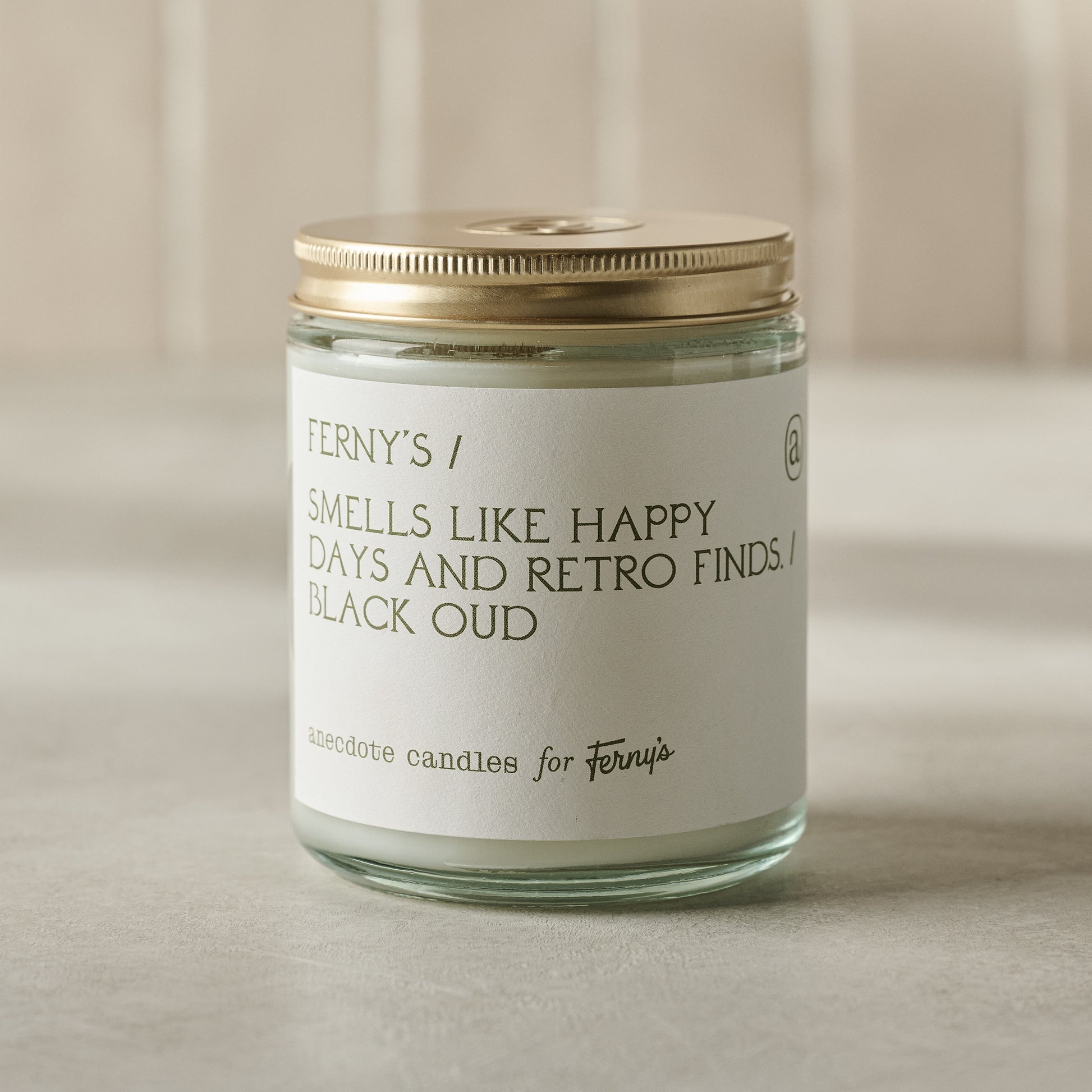 Ferny's Happy Days & Retro Finds Candle close up with top on 
