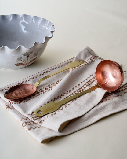 Handmade Hammered Copper + Brass Ladle and Spoon