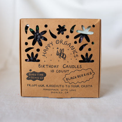 Blackberry Birthday Candle Set of 10 shown in box
