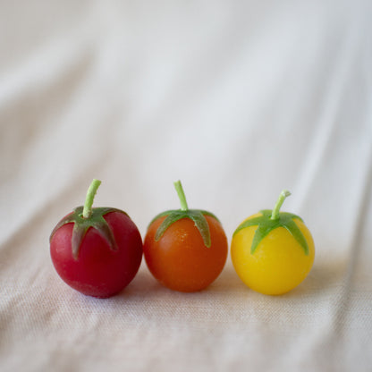 Cherry Tomato Birthday Candles up close