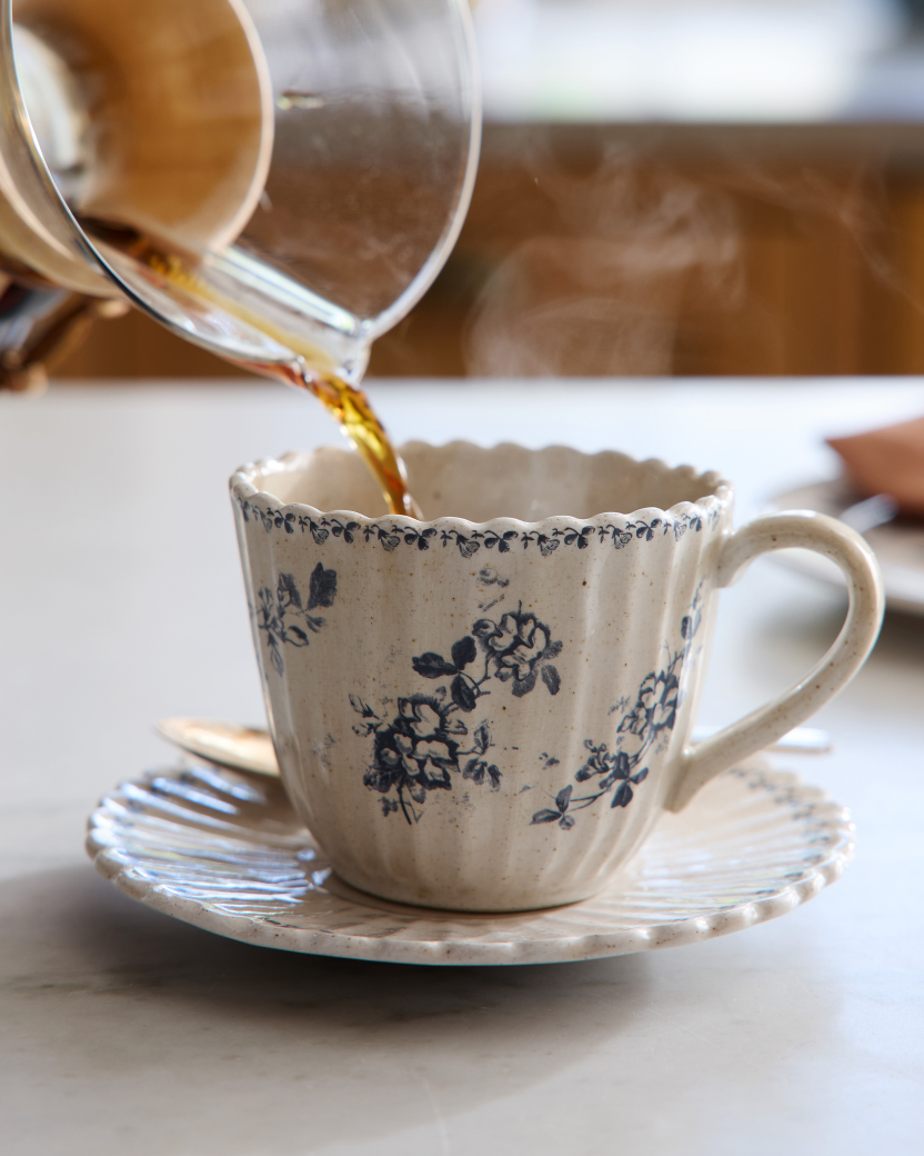 Heirloom Garden Floral Tea Cup and Saucer Set – Magnolia Heirloom Garden Floral Tea Cup and Saucer Set – Magnolia