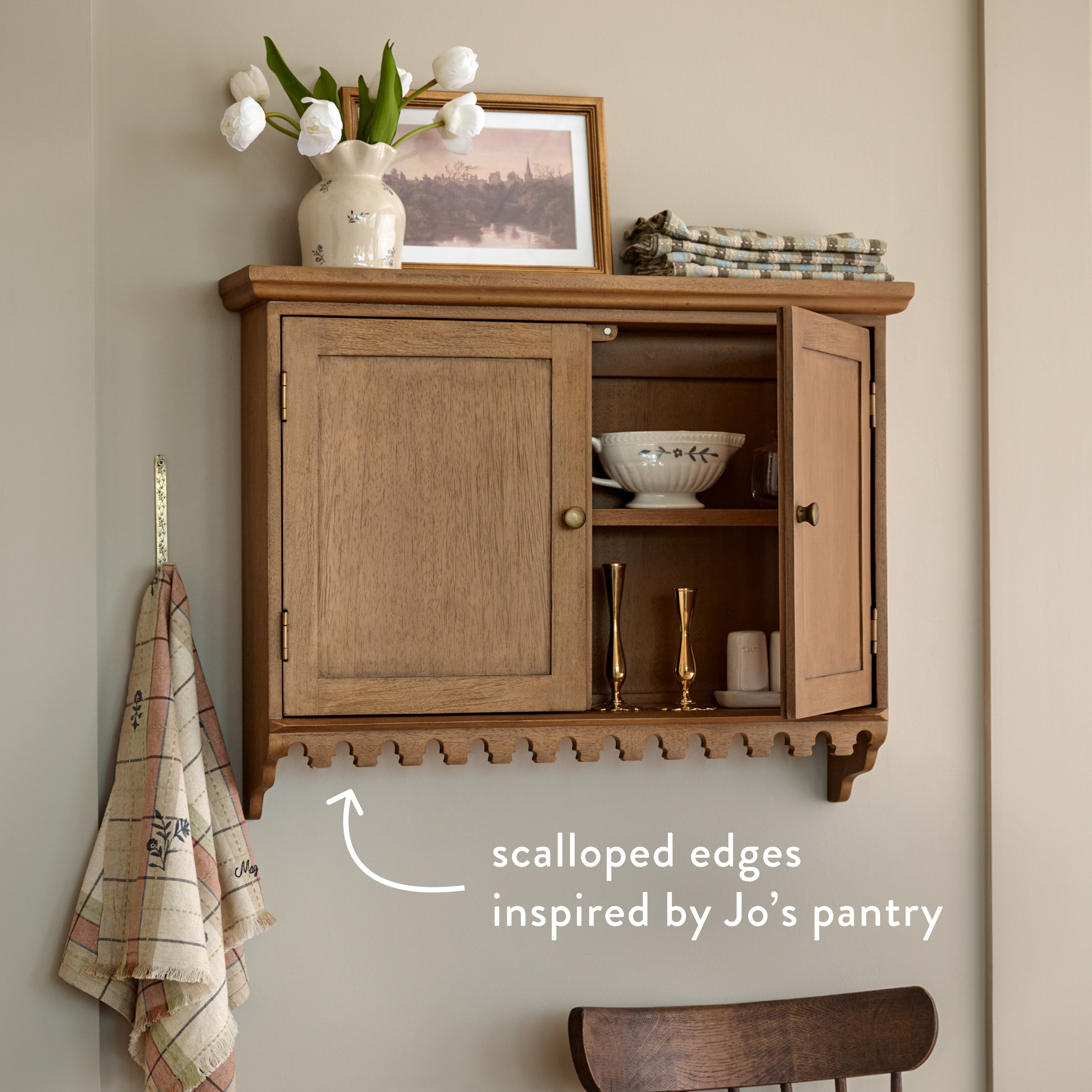 Archie Scalloped Wood Wall Cabinet - Thumbnail 2