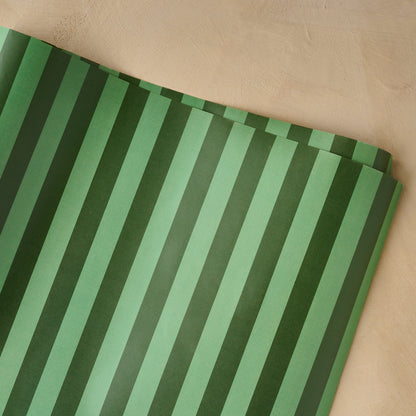 Magnolia Green Stripes Wrapping Paper Sheets