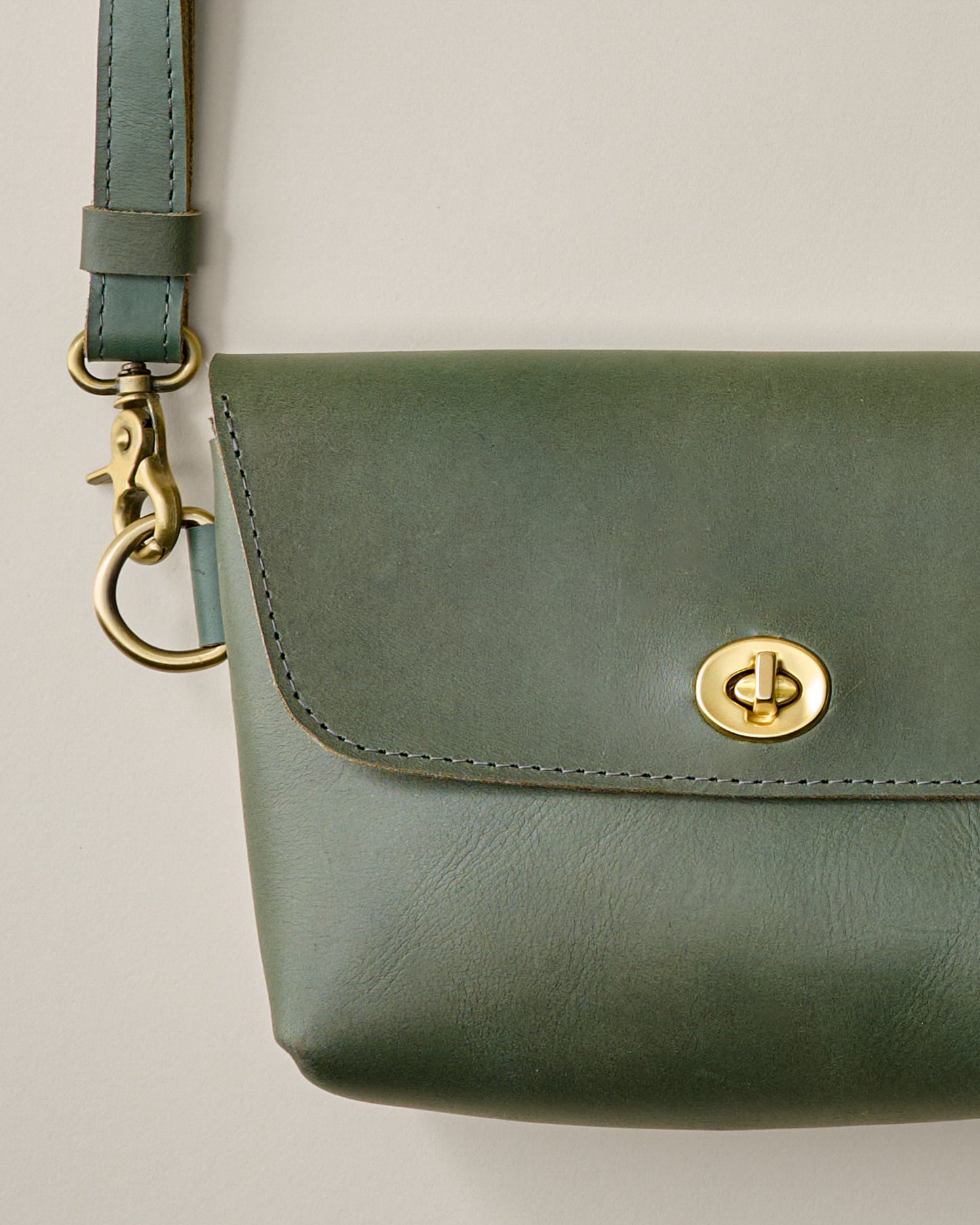 Turnlock Olive Crossbody Bag