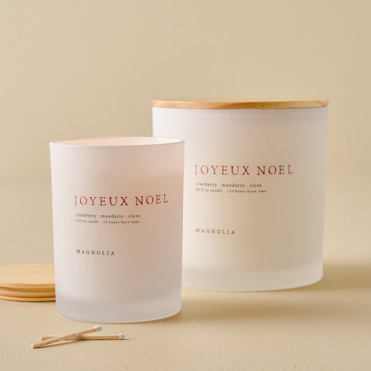 Magnolia Joyeux Noel Candles shown together
