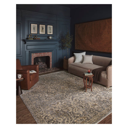 Junie Blue Natural Rug shown in living room