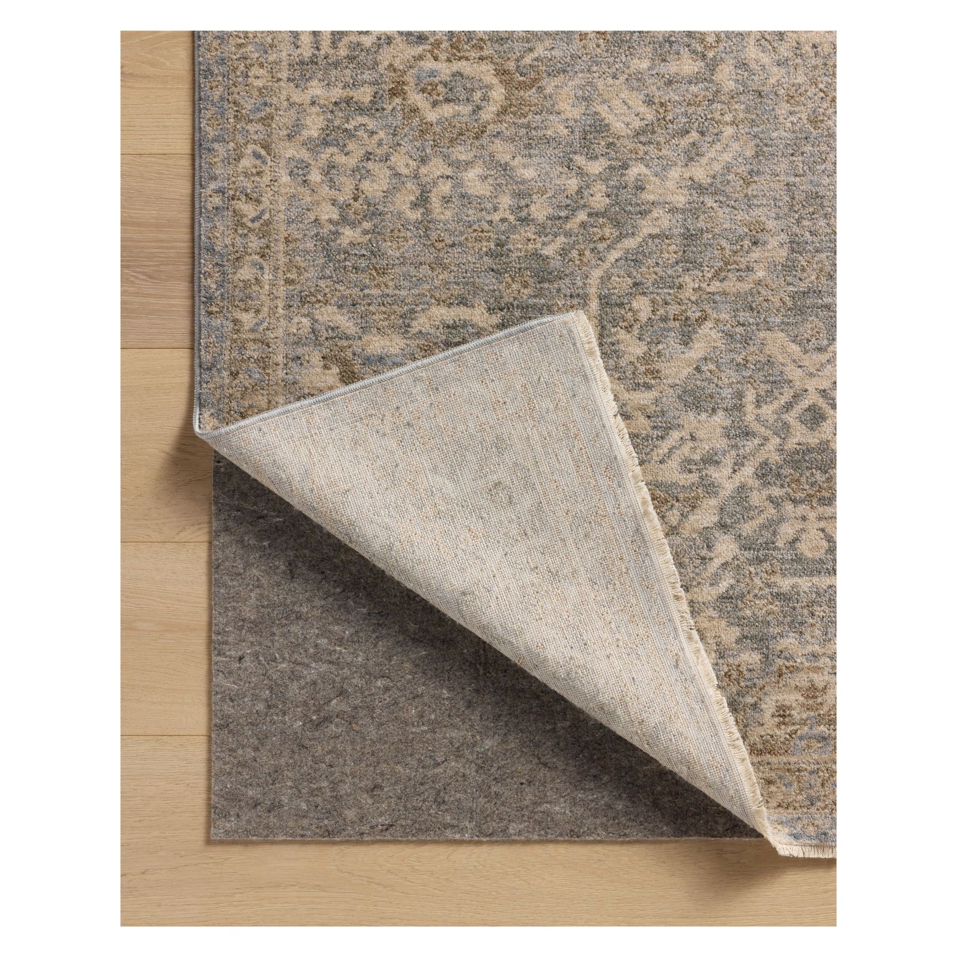 Junie Blue Natural Rug corner shown flipped up