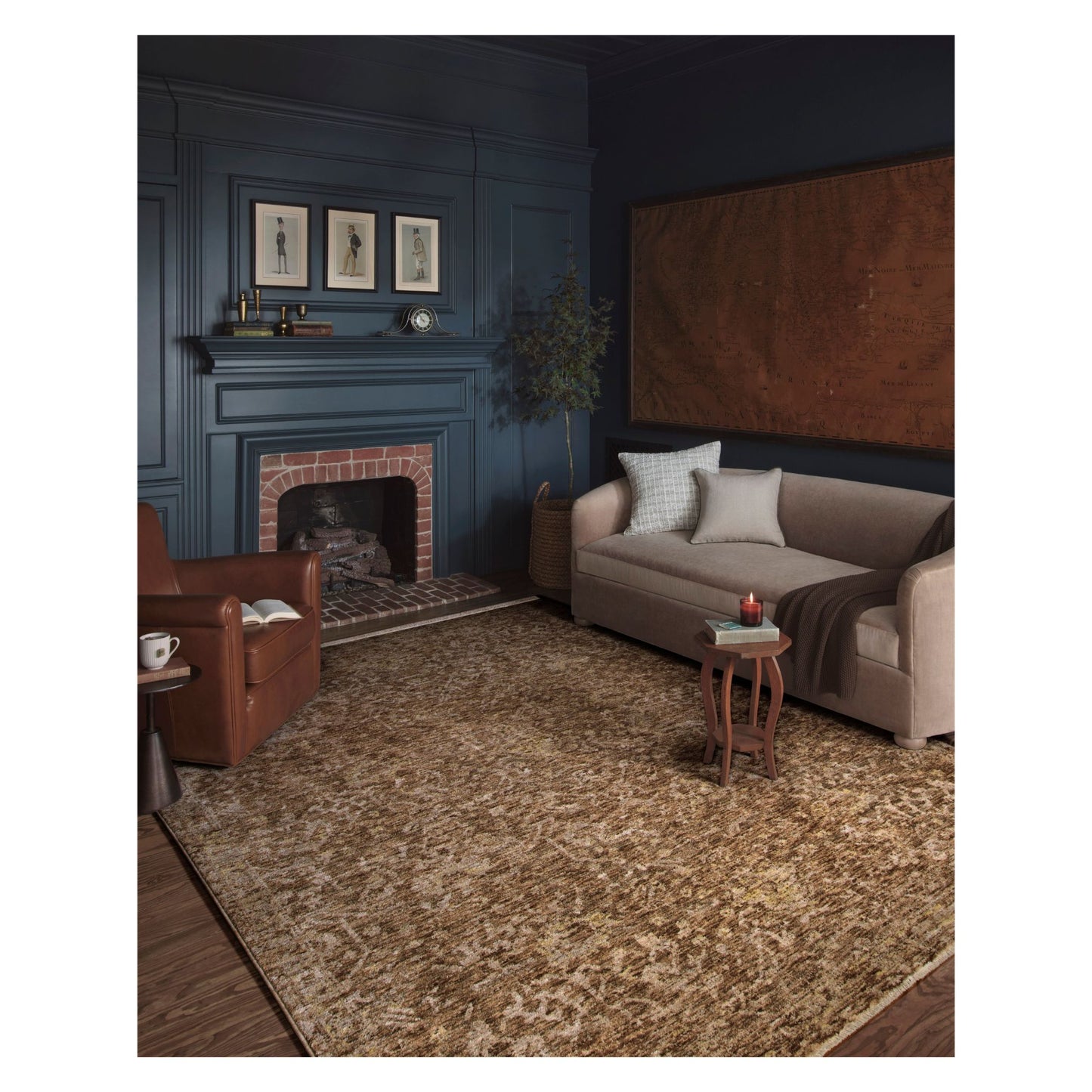 Junie Clay Natural Rug shown in a living room
