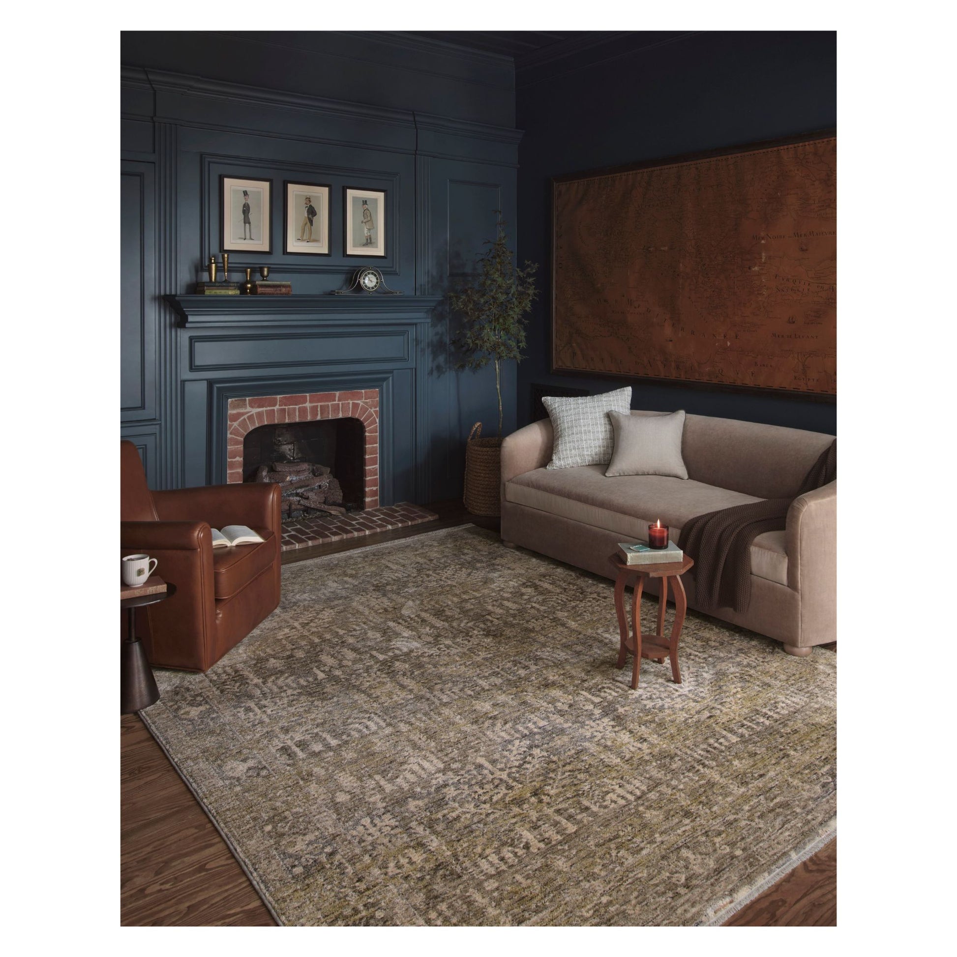 Junie Moss Natural Rug shown in living room