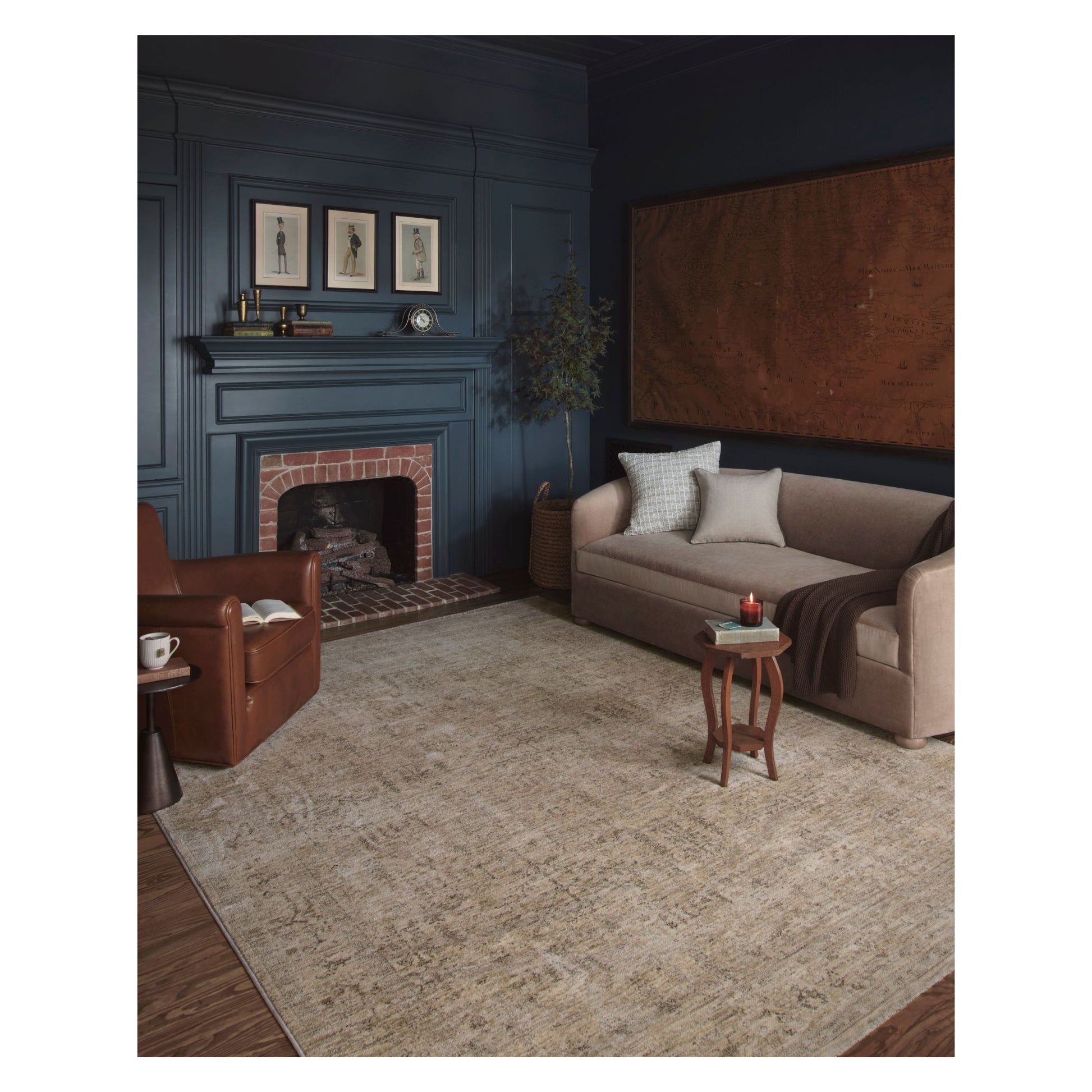 Junie Oatmeal Smoke Rug shown in living room