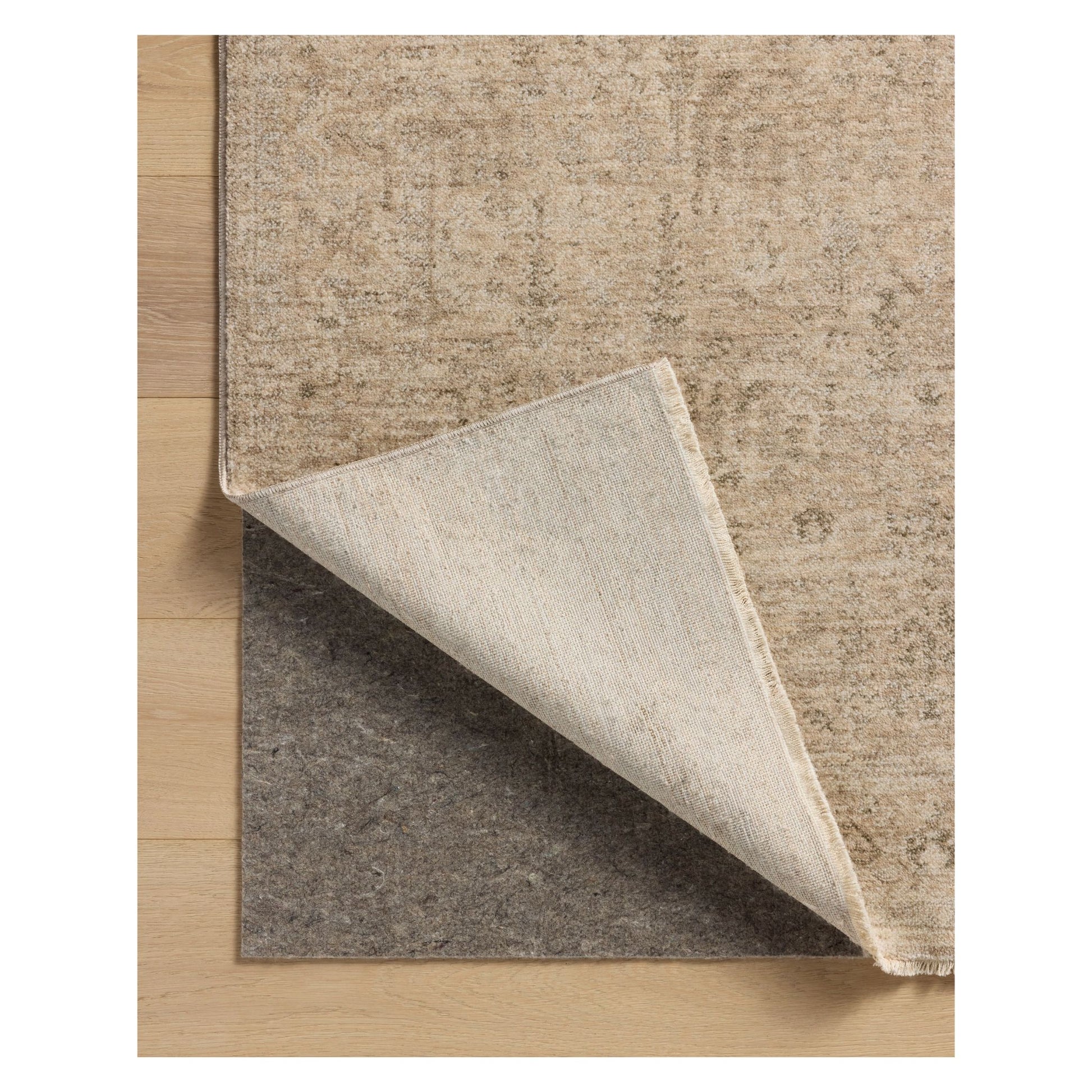 Junie Oatmeal Smoke Rug corner shown flipped up