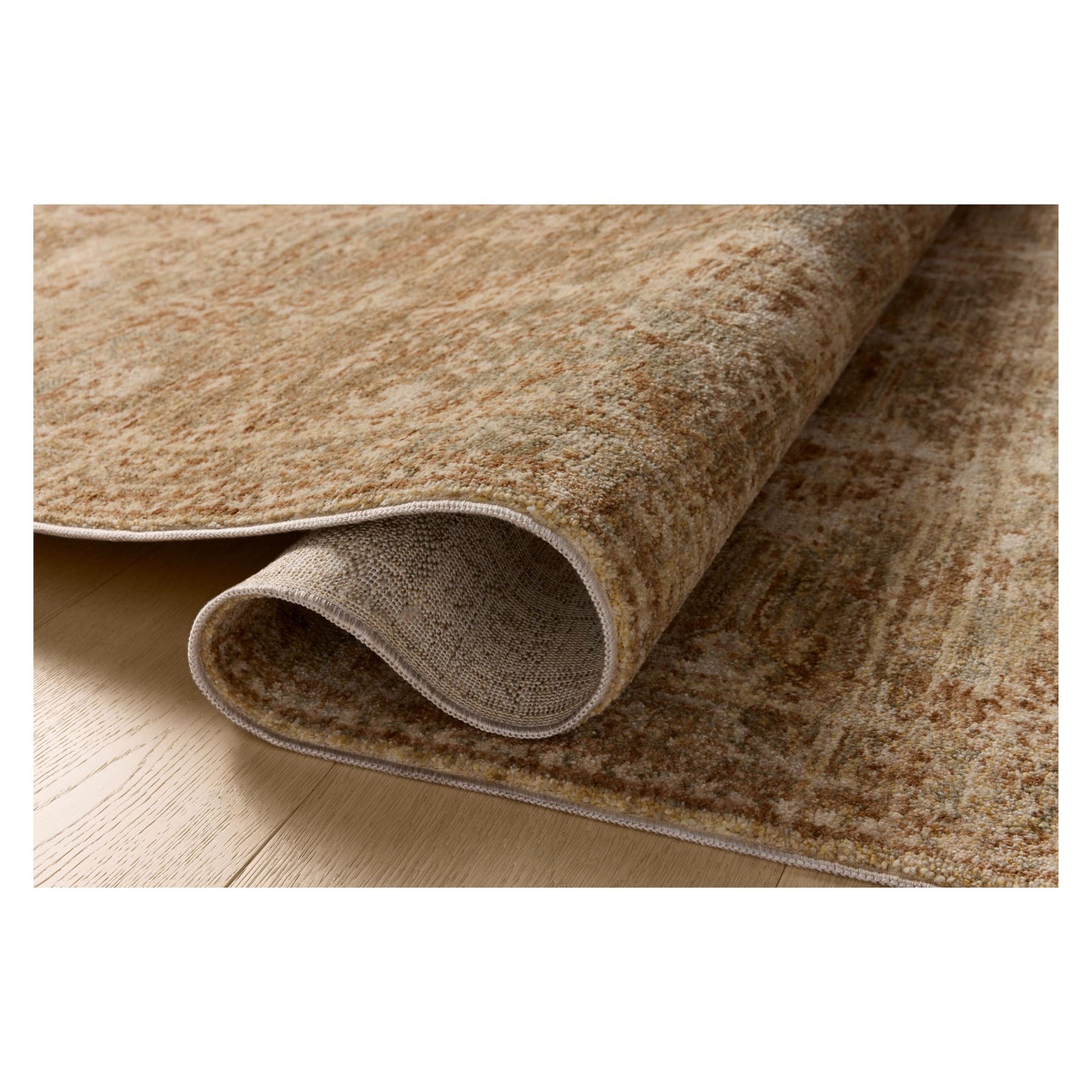 Junie Spice Multi Rug shown rolled over itself
