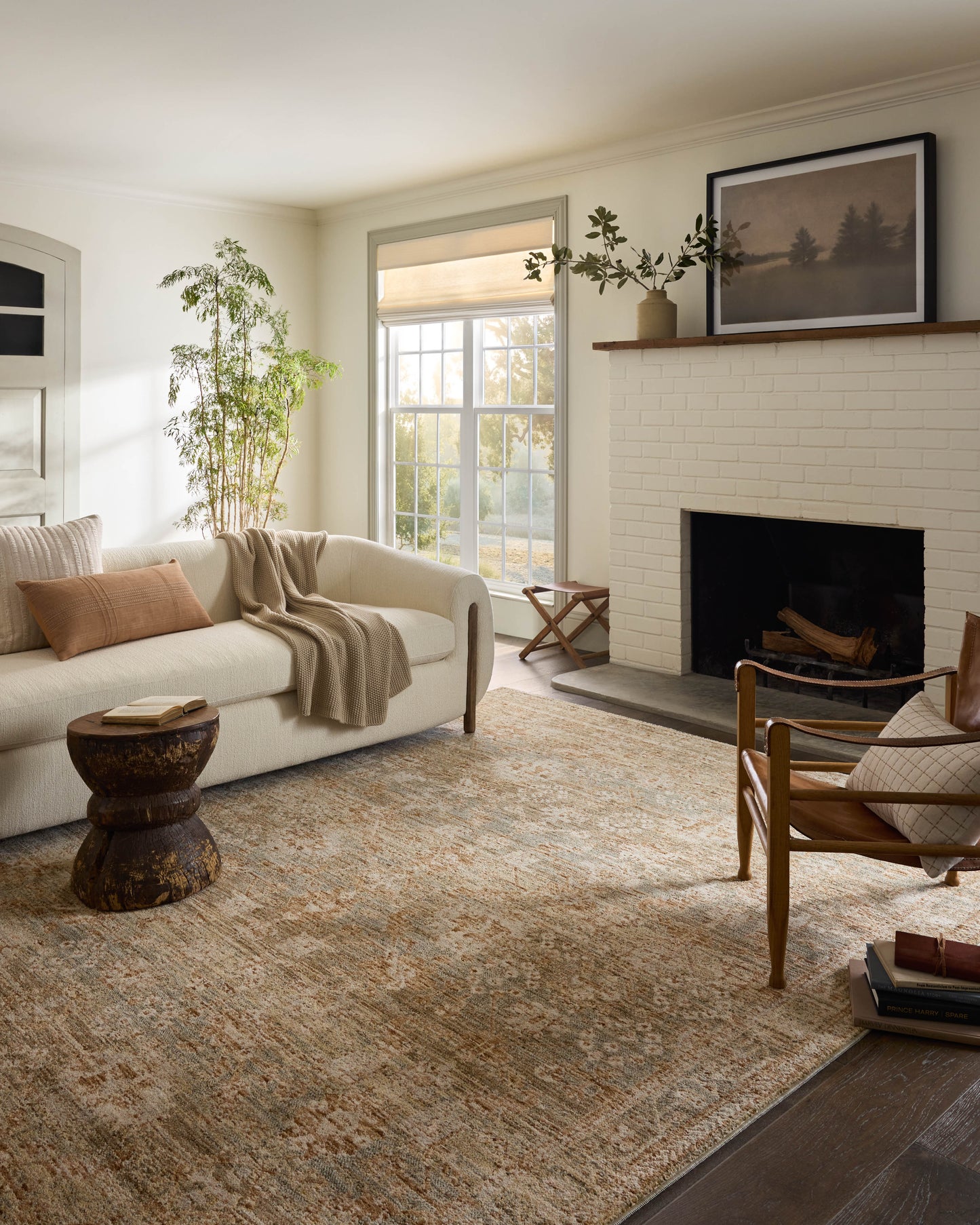 Junie Spice Multi Rug shown in bright living room