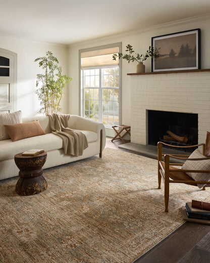 Junie Spice Multi Rug shown in bright living room