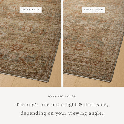 Junie Spice Multi Rug corner shown from 2 different viewing angles