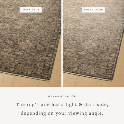 Junie Lagoon Natural Rug shown from two different viewing angles