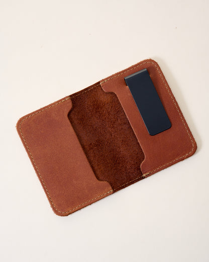 The Gates Leather Bifold Wallet + Money Clip opened