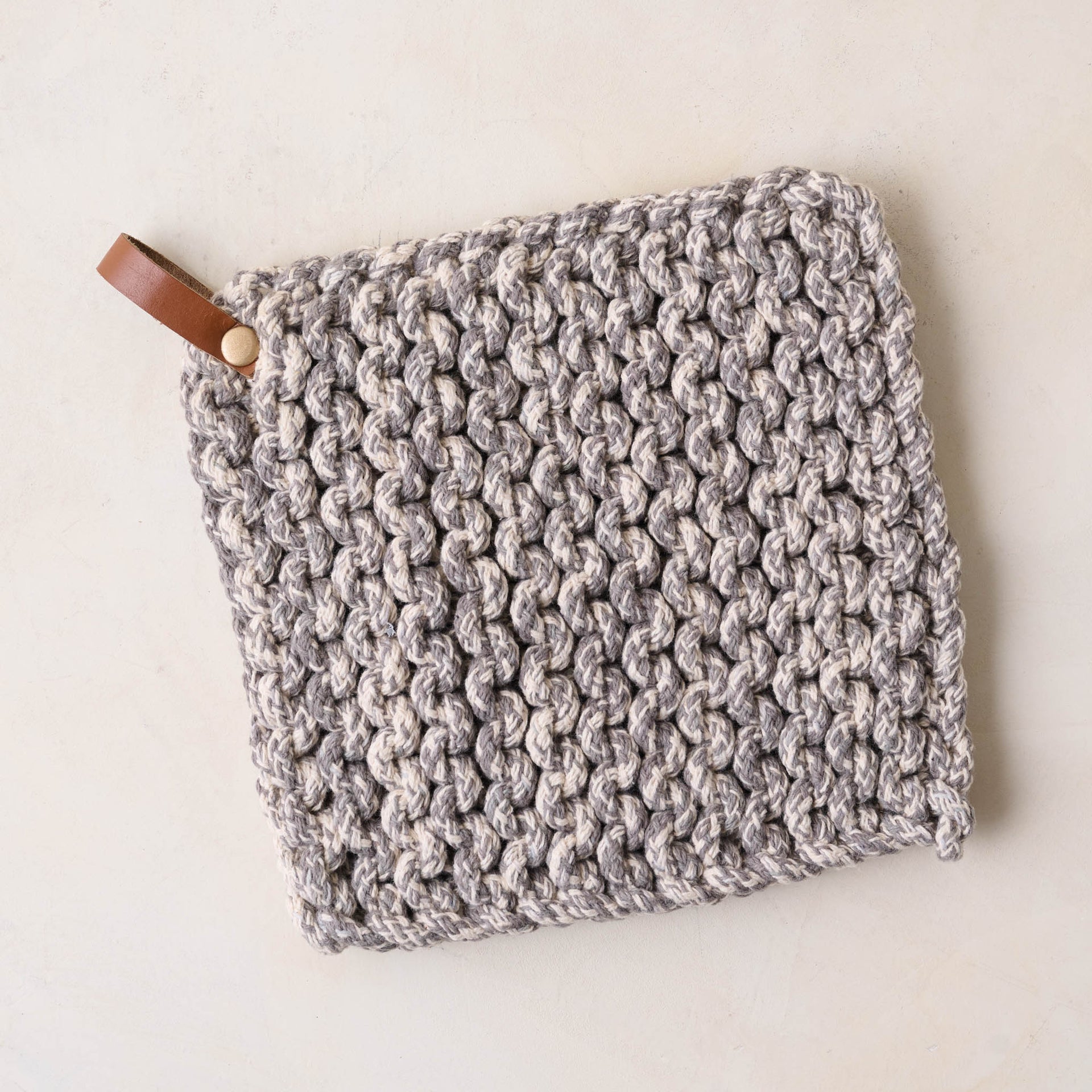 Heathered Hand Crocheted Pot Holder - Grey