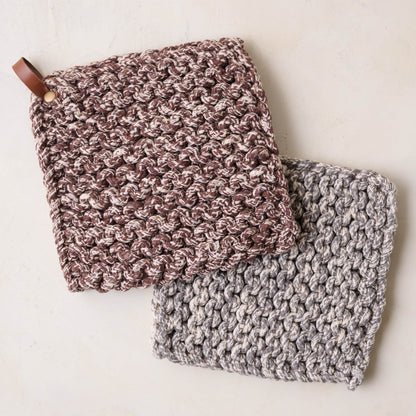 Heathered Hand Crocheted Pot Holder in grey and brown