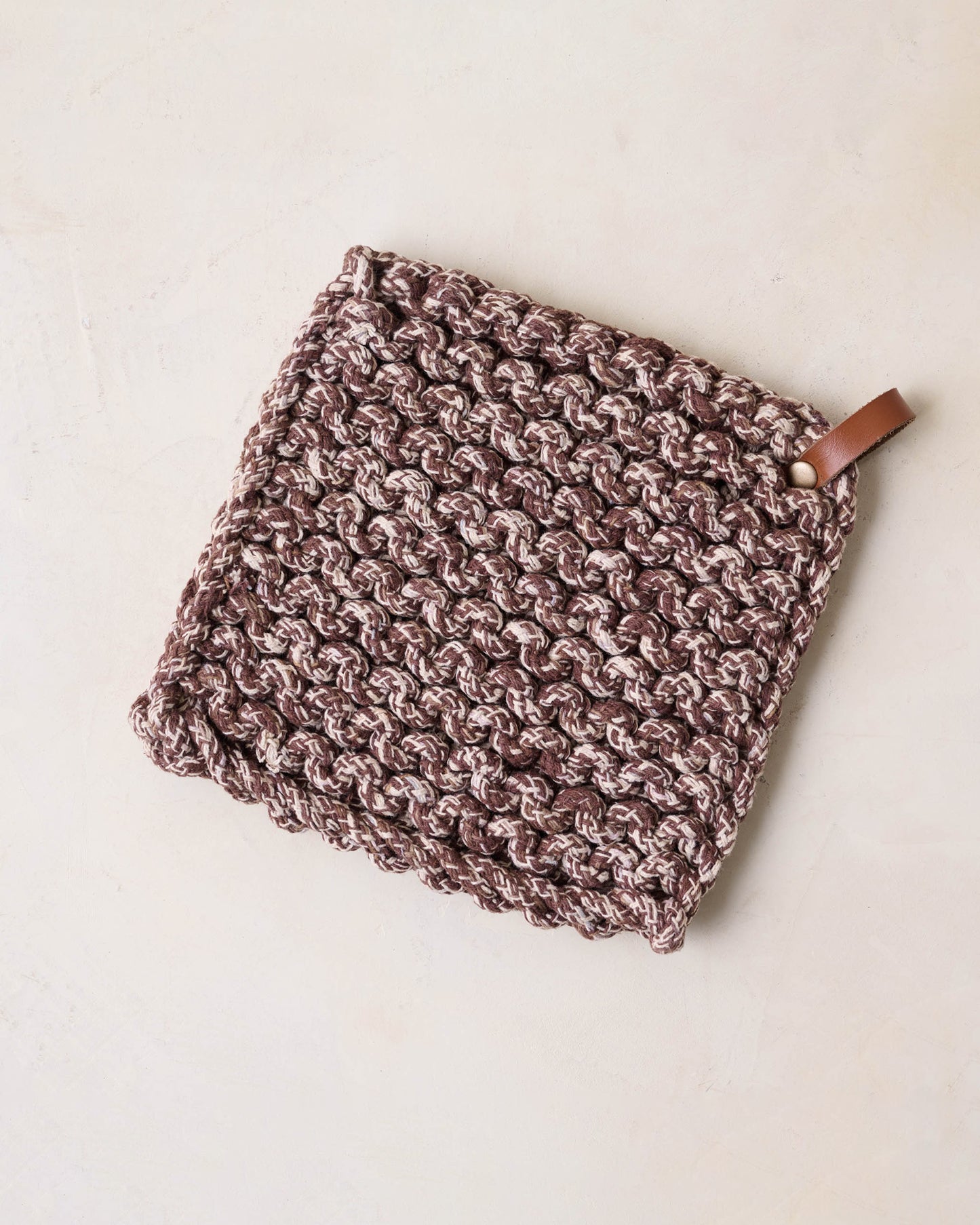 Heathered Hand Crocheted Pot Holder brown