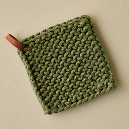 Hand Crocheted Cotton Pot Holder in Green