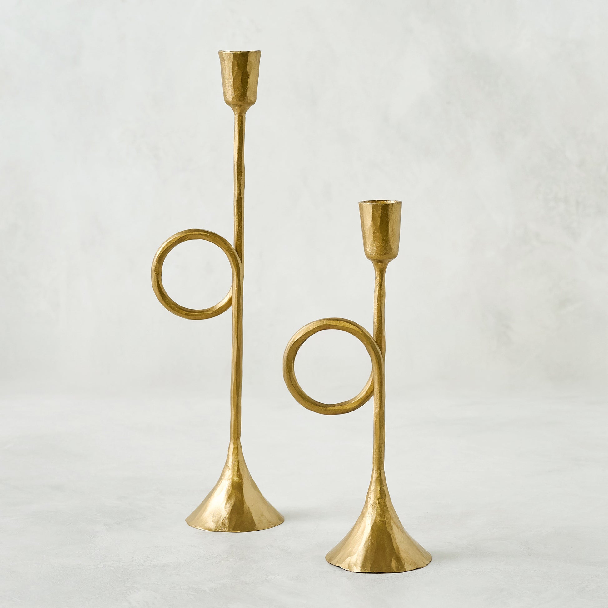 Brass Antique Inspired Trumpet Taperholders