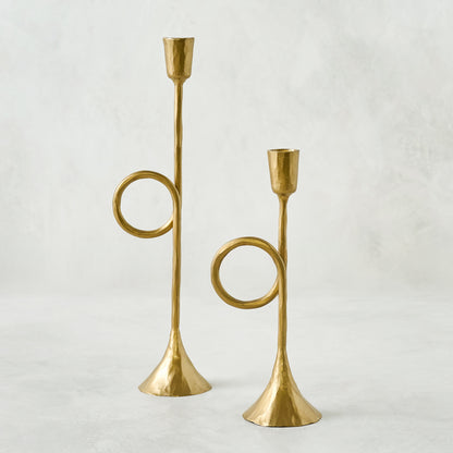 Brass Antique Inspired Trumpet Taperholders
