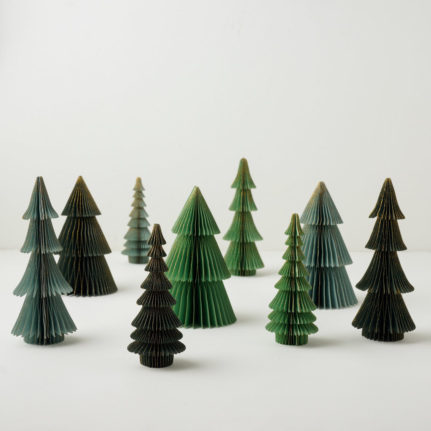 Forest Green Set of Decorative Paper Trees