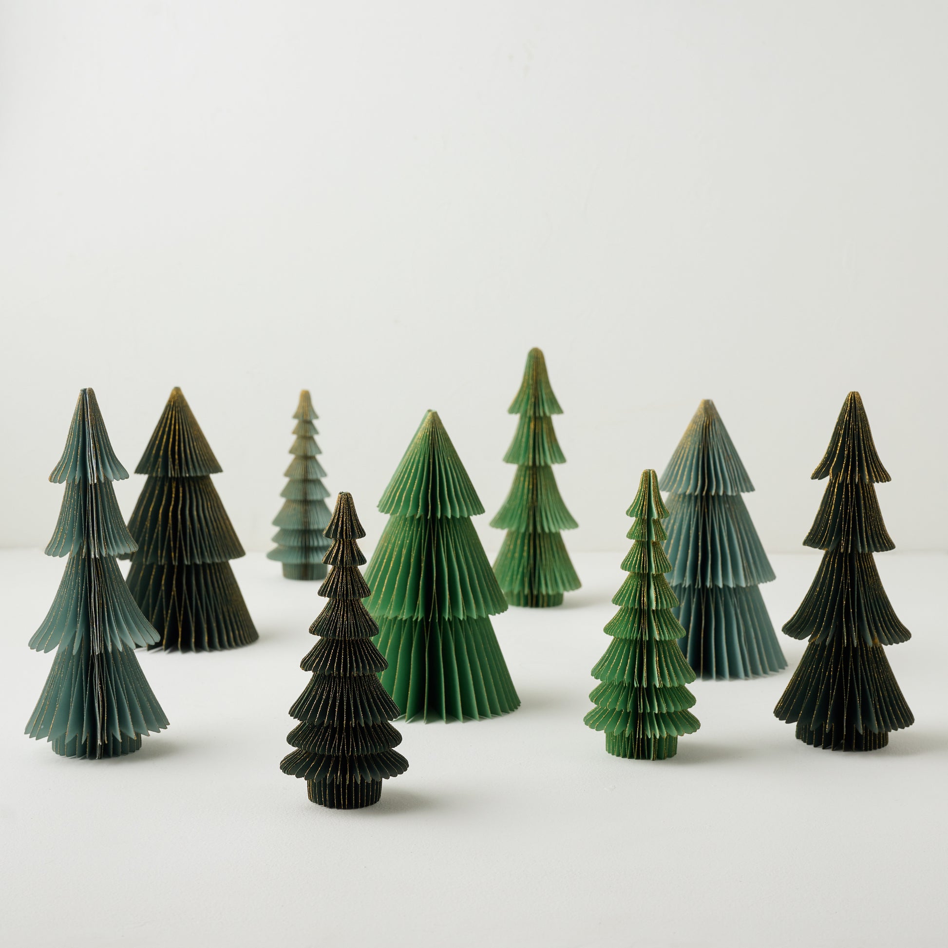 Forest Green Set of Decorative Paper Trees